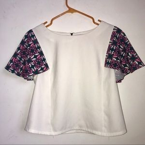 Small S top zipper blouse floral white SugarLips